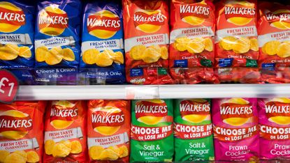 Walkers crisps on a supermarket shelf