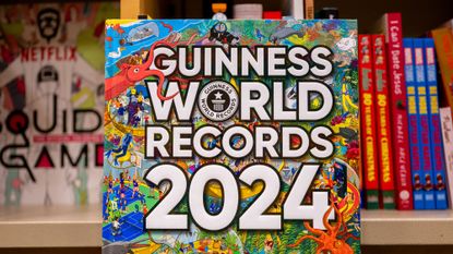 Guinness world records 2024 book in a bookshop