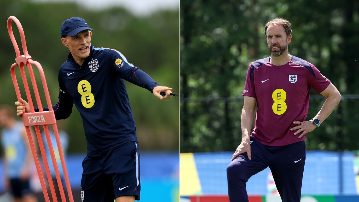 Thomas Tuchel and Gareth Southgate on the training field as England managers