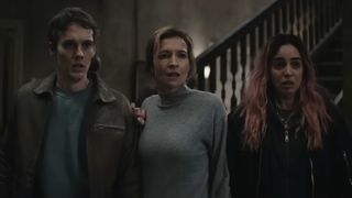 Hunter Doohan as Joseph, Tandi Wright as Susan, and Souheila Yacoub as Alice in Evil Dead Burn