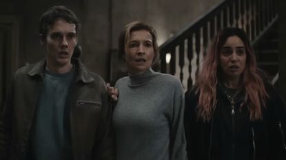 Hunter Doohan as Joseph, Tandi Wright as Susan, and Souheila Yacoub as Alice in Evil Dead Burn