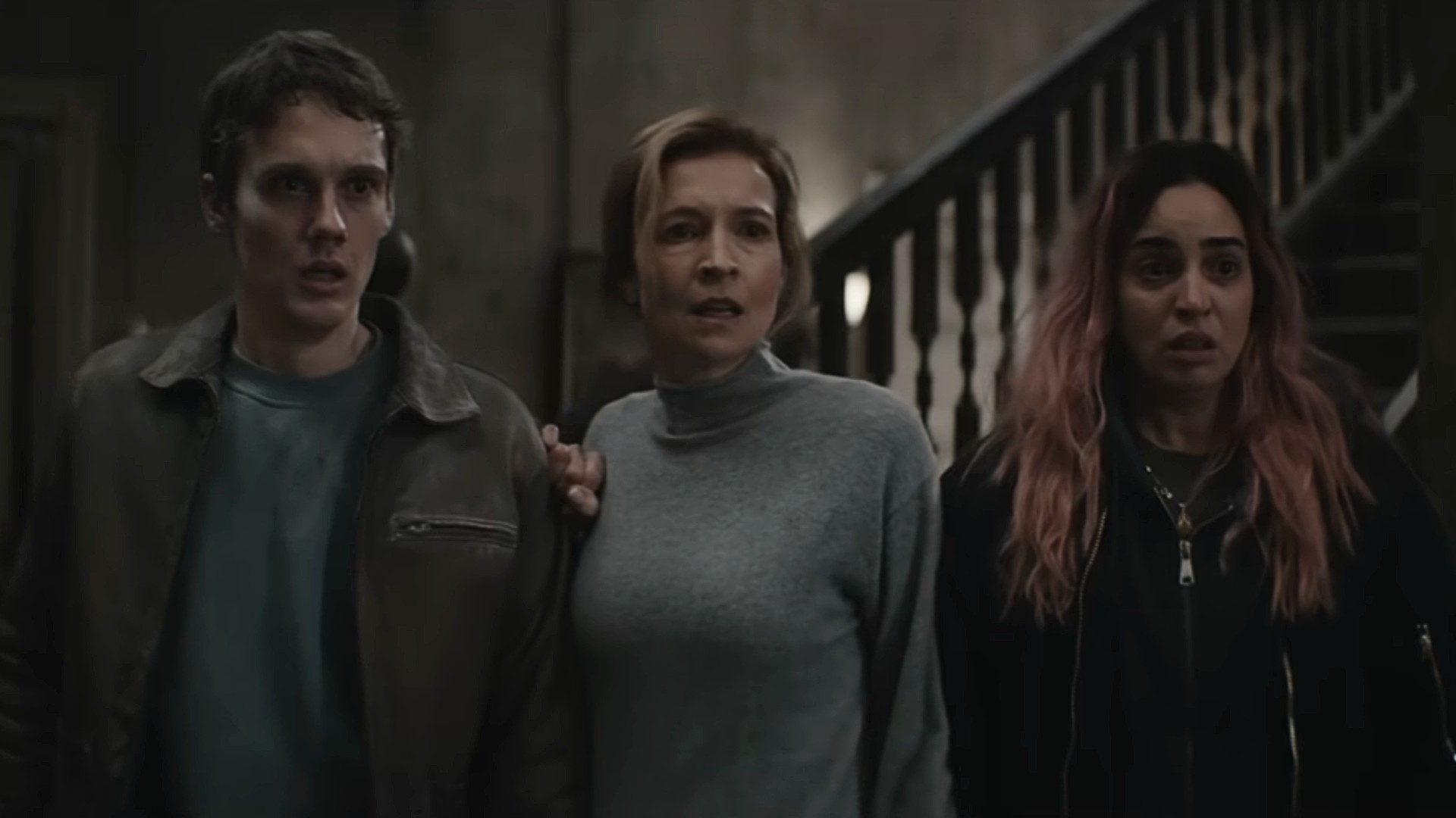 Hunter Doohan as Joseph, Tandi Wright as Susan, and Souheila Yacoub as Alice in Evil Dead Burn