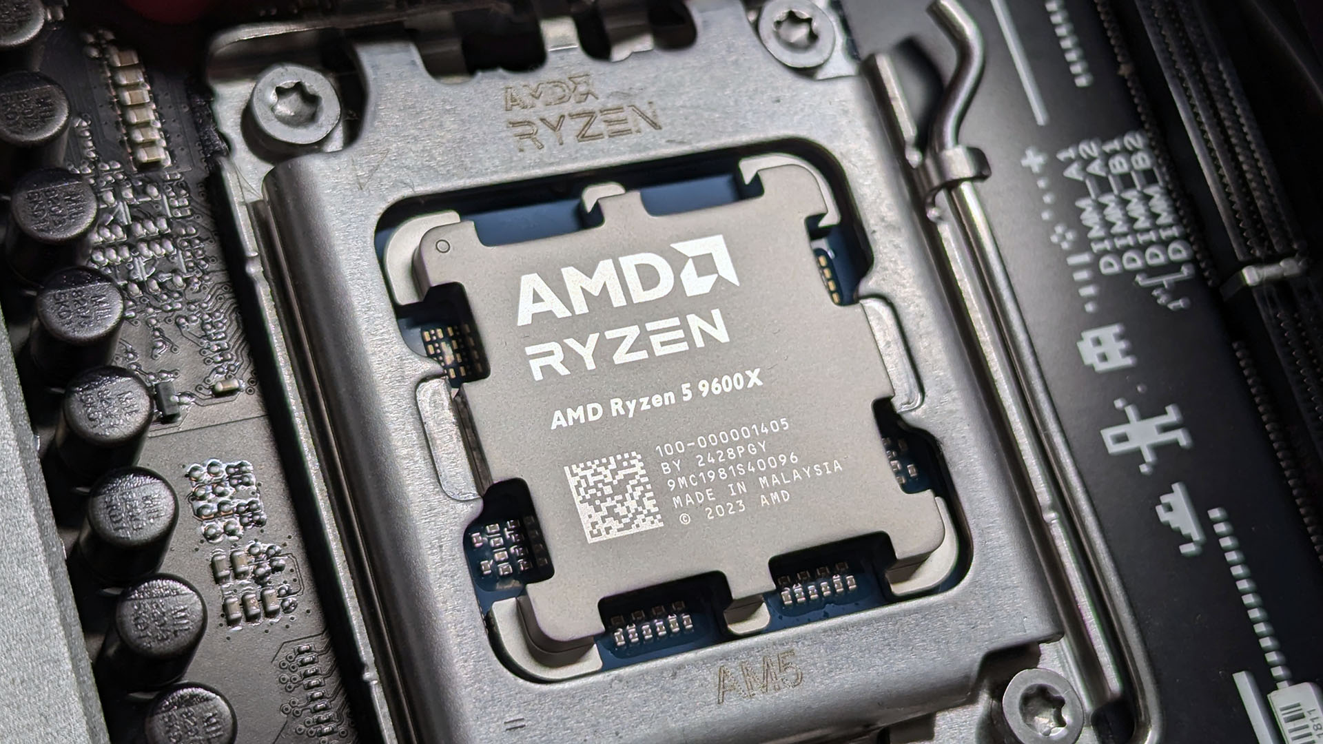 AMD Ryzen 5 9600X processor in AM5 motherboard socket