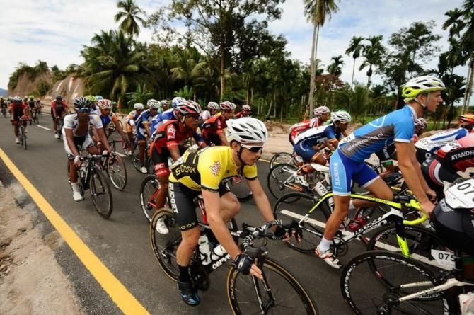 Karl Evans (Budget Forklifts) in action during the final stage of the Tour de Singkarak