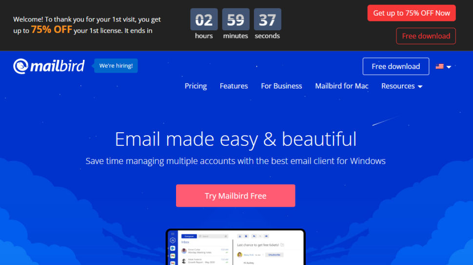 Website screenshot for Mailbird