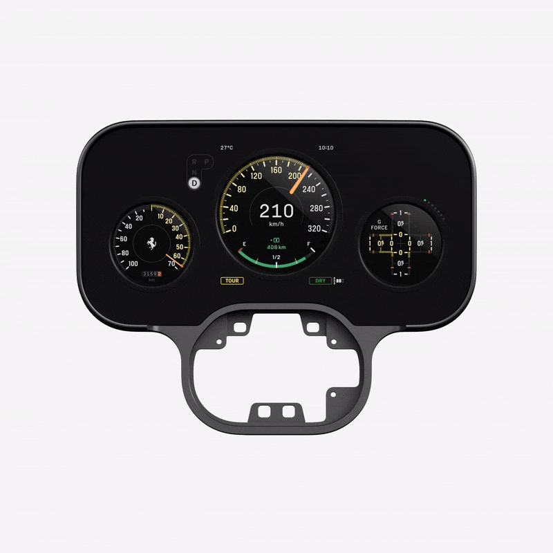 An animation of the Ferrari Luce instrument binnacle