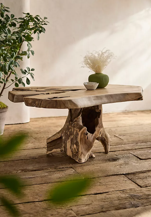 Teak wood root coffee table.