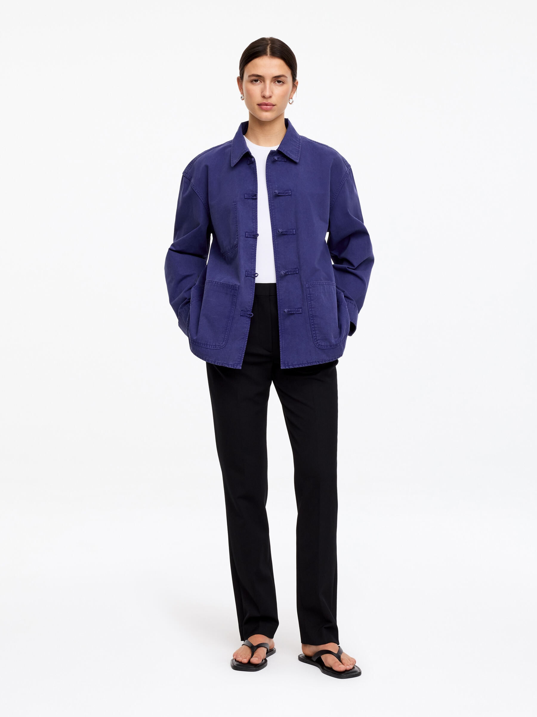 Knot-Button Overshirt &amp;ndash; Blue &amp;ndash; Women &amp;ndash; Arket Gb