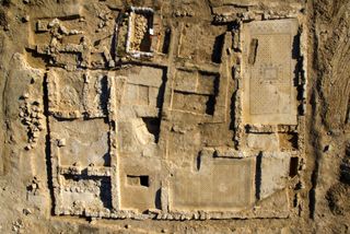 An aerial view of the monastery excavated near Hura.