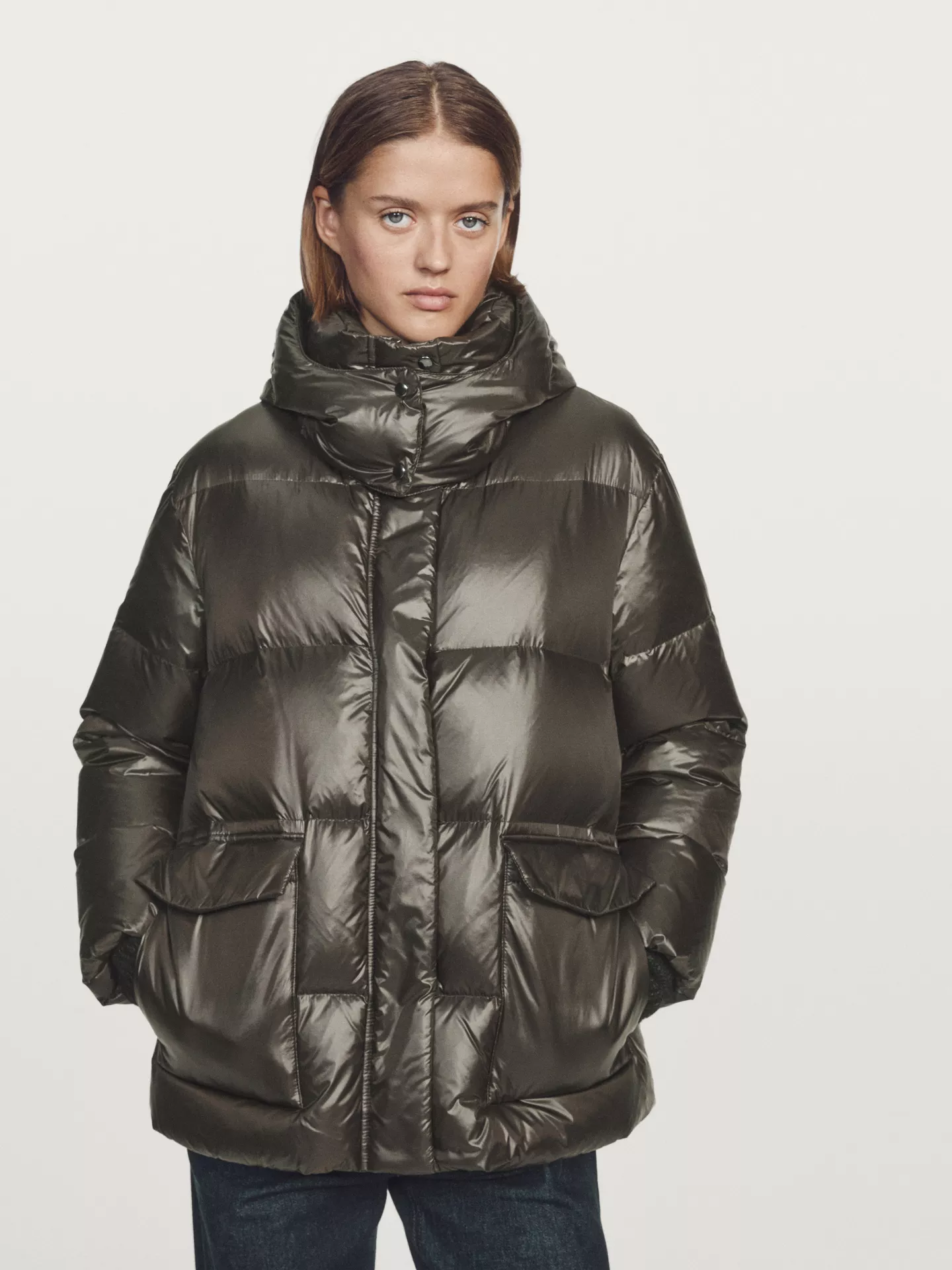 Massimo Dutti Short Water-Repellent Puffer Jacket With Hood