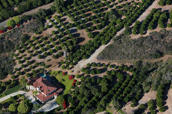 An aerial view of California shows uneven water usage.