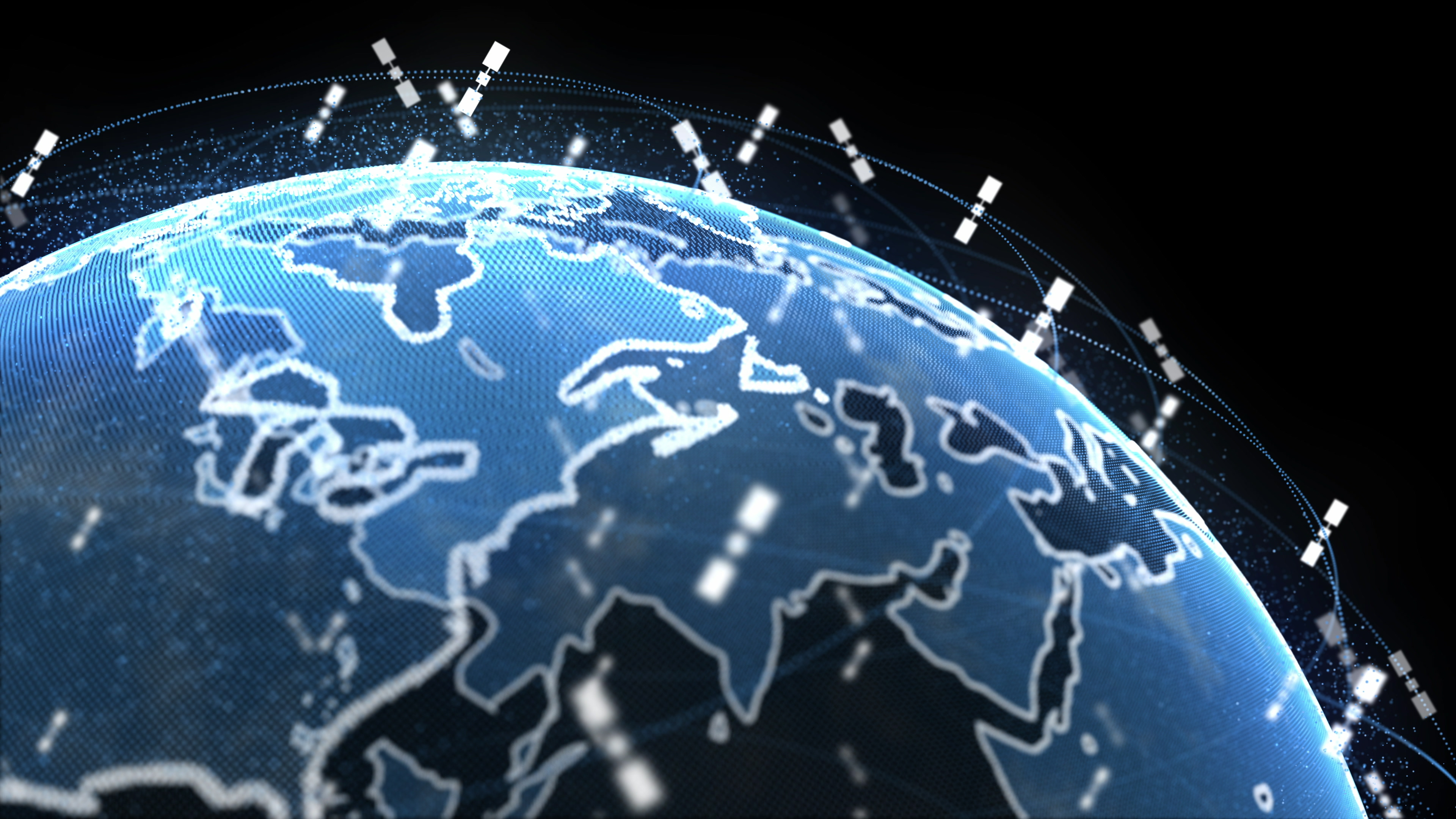 An illustration of a satellite constellation in orbit.