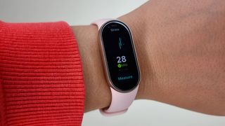 Xiaomi Smart Band 9, a close-up photo of stress tracking features