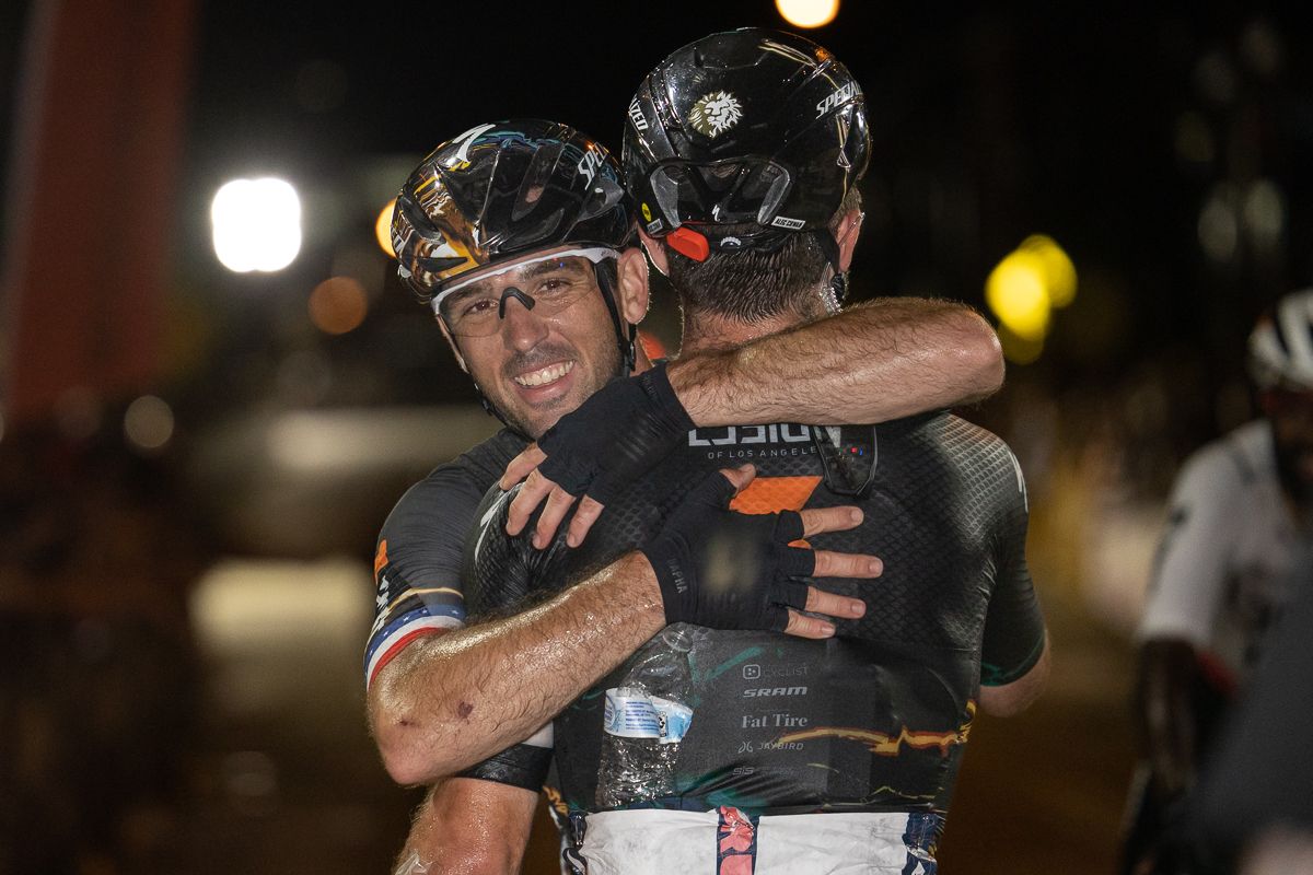 Ty Magner (L39ION of Los Angeles) embraces a teammate after winning opening night at Tulsa Tough 2022