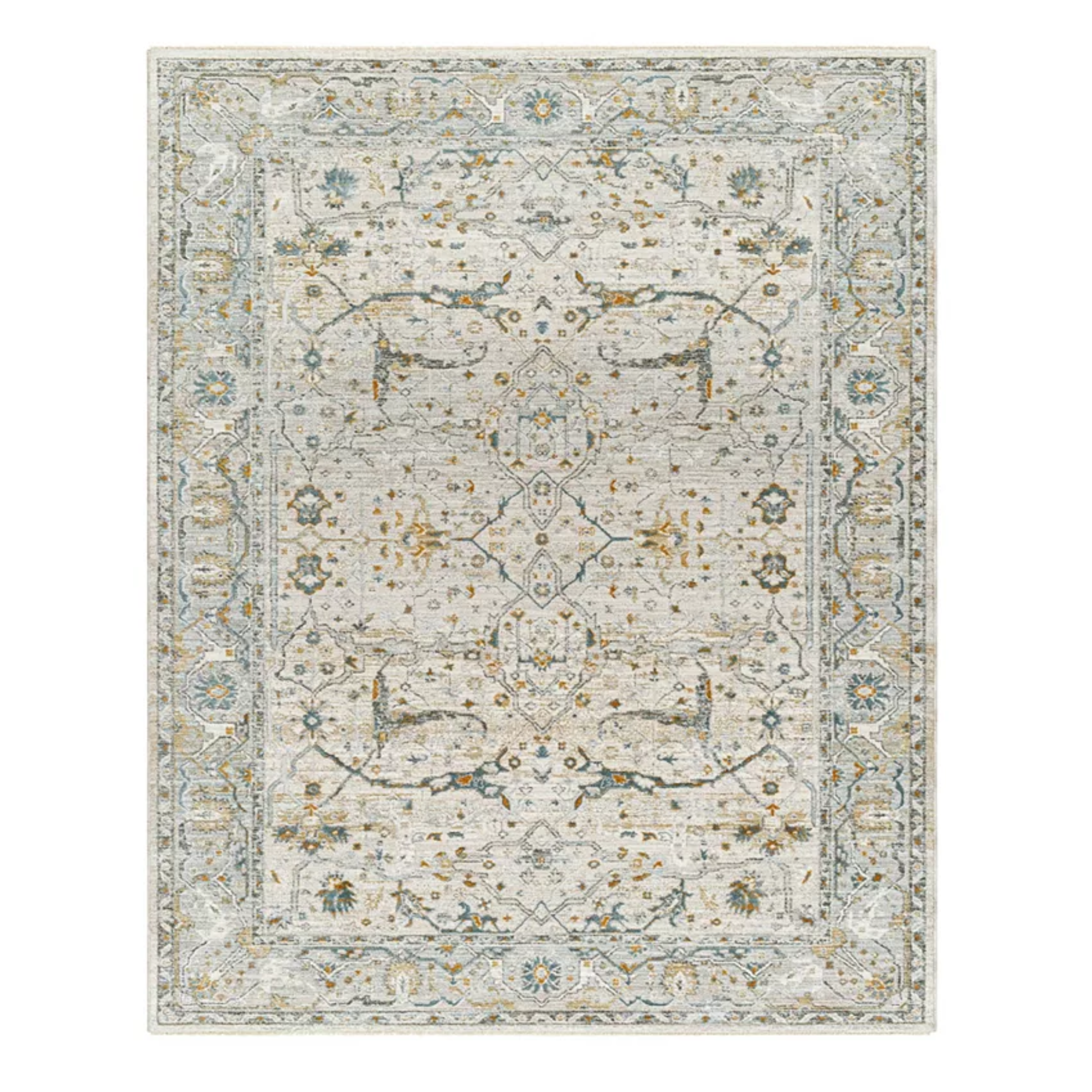 a vintage-inspired floral rug