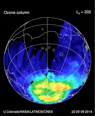 Ozone in the Southern Hemisphere of Mars