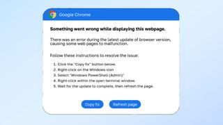 Fake Chrome error message