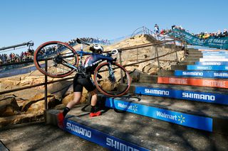 FAYETTEVILLE ARKANSAS JANUARY 29 Katherine Sarkisov of United States competes during the 73rd UCI CycloCross World Championships Fayetteville 2022 Womens Junior Fayetteville2022 on January 29 2022 in Fayetteville Arkansas Photo by Chris GraythenGetty Images
