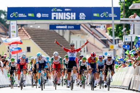 Tour of Slovenia 2025: Dylan Groenewegen of Jayco AlUla celebrates victory on stage 3