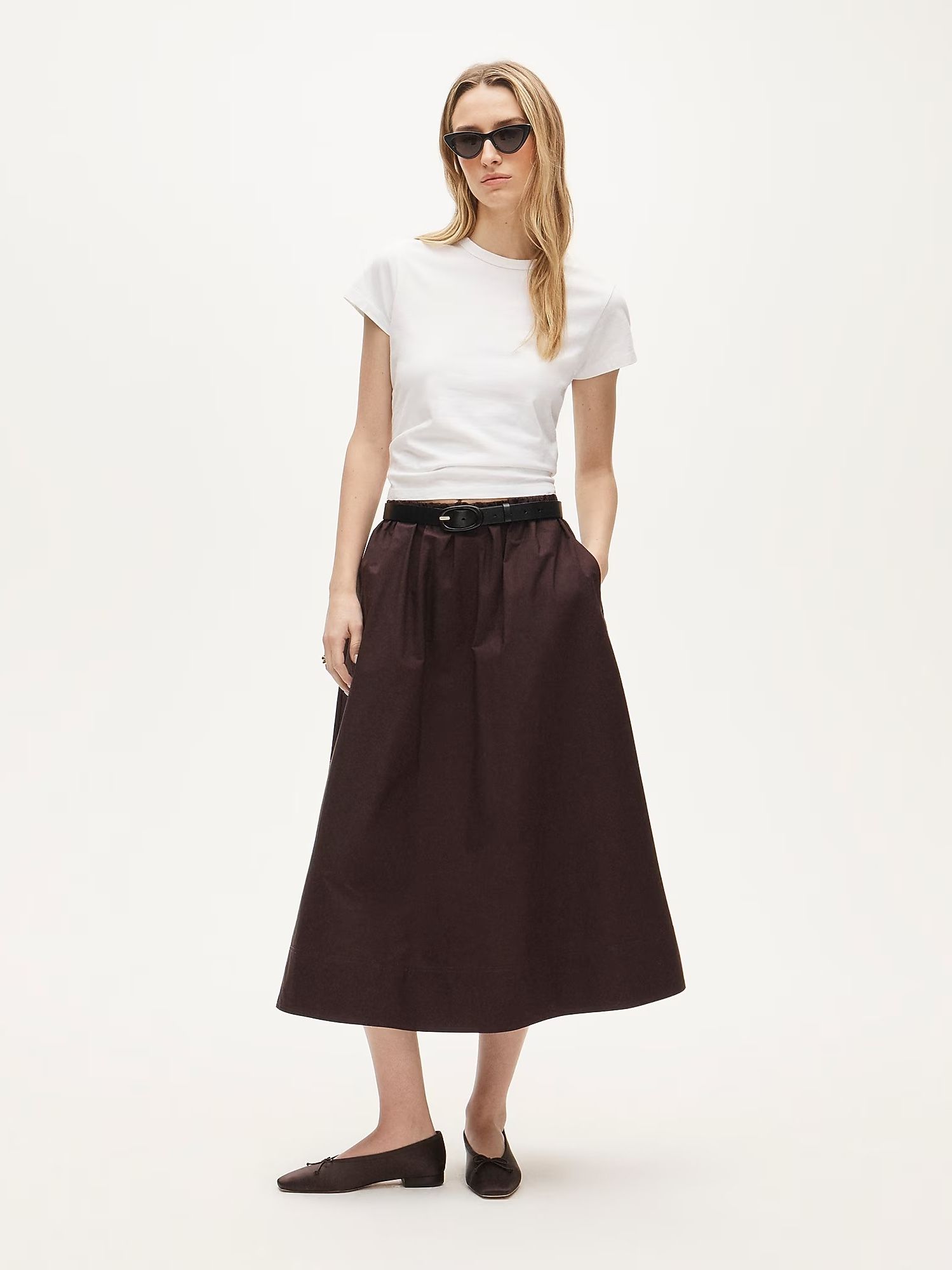 J.Crew, Pull-On Midi Skirt in Cotton Poplin