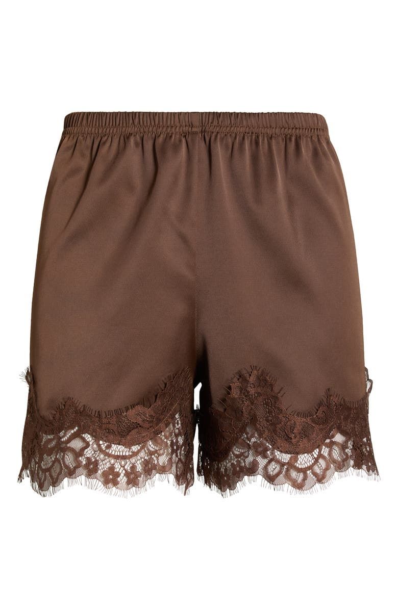 Lace Trim Satin Shorts