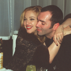 Madonna, winner of Golden Globe for Best Actress in Motion Picture Musical or Comedy with her brother Christopher Ciccone at the Disney party following awards ceremony