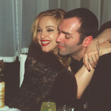 Madonna, winner of Golden Globe for Best Actress in Motion Picture Musical or Comedy with her brother Christopher Ciccone at the Disney party following awards ceremony