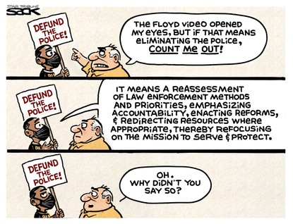 Editorial Cartoon U.S. defund police explanation George Floyd