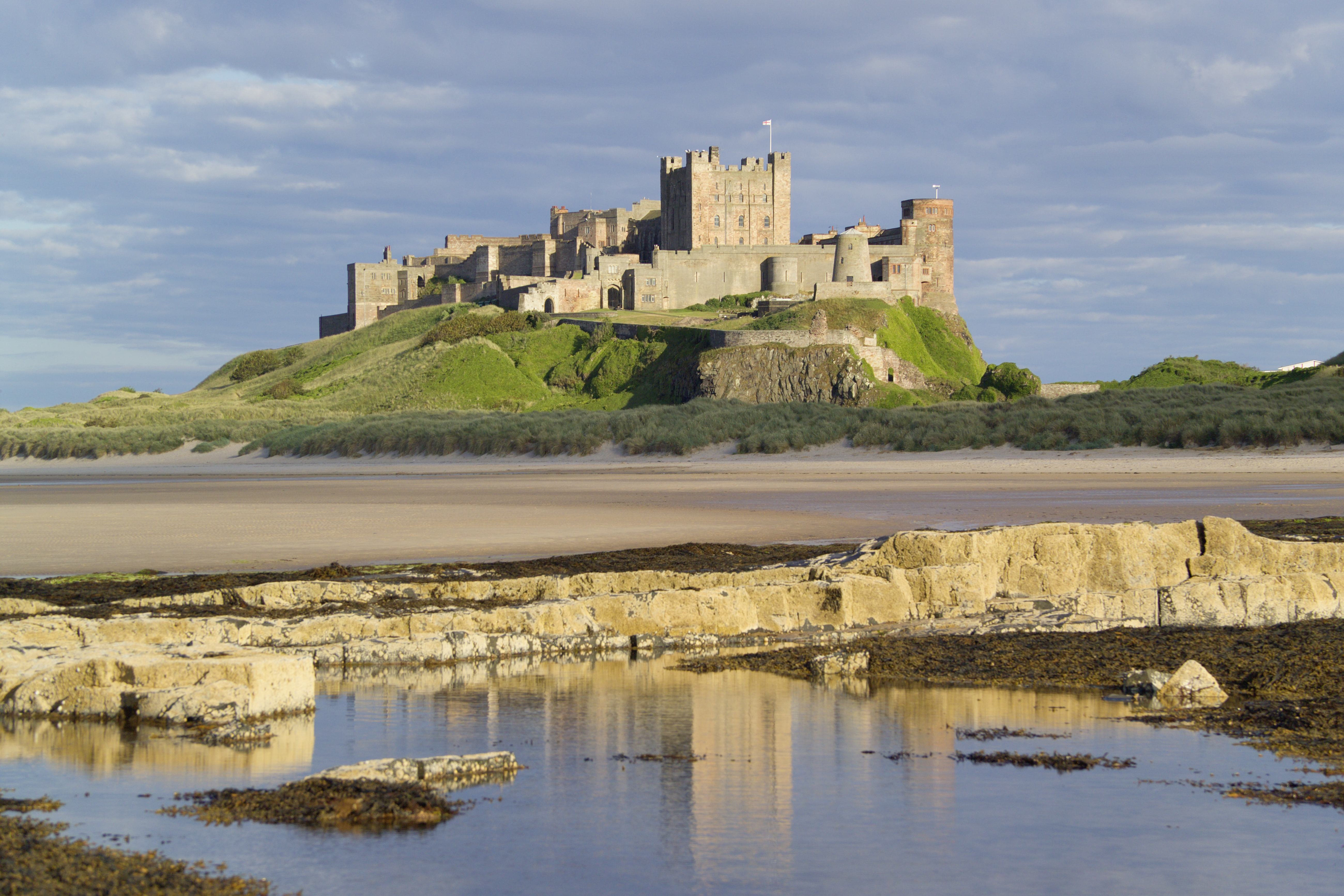 Lindisfarne Castle reflected in a rockpool