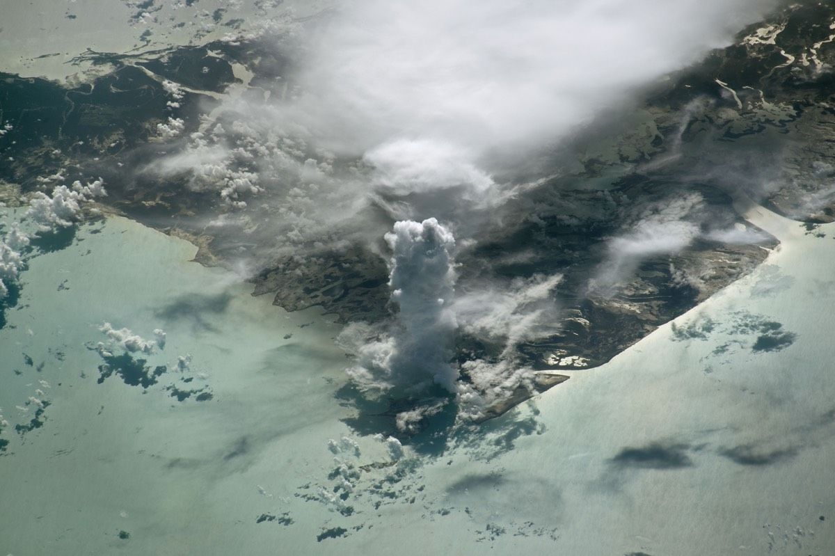 An astronaut on the International Space Station captured this image of a castle-like cloud on July 19, 2016, over the Bahamas&#039; Andros Island.