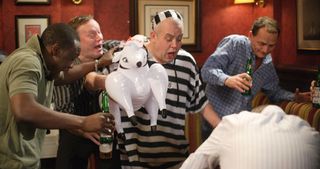 Here's Minty enjoying his stag do in the Queen Vic in 2008. We don't know what happened to the sheep and we don't want to either.