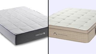 Memory foam vs Hybrid mattresses: the Nectar Mattress shown on the left and the DreamCloud shown on the right