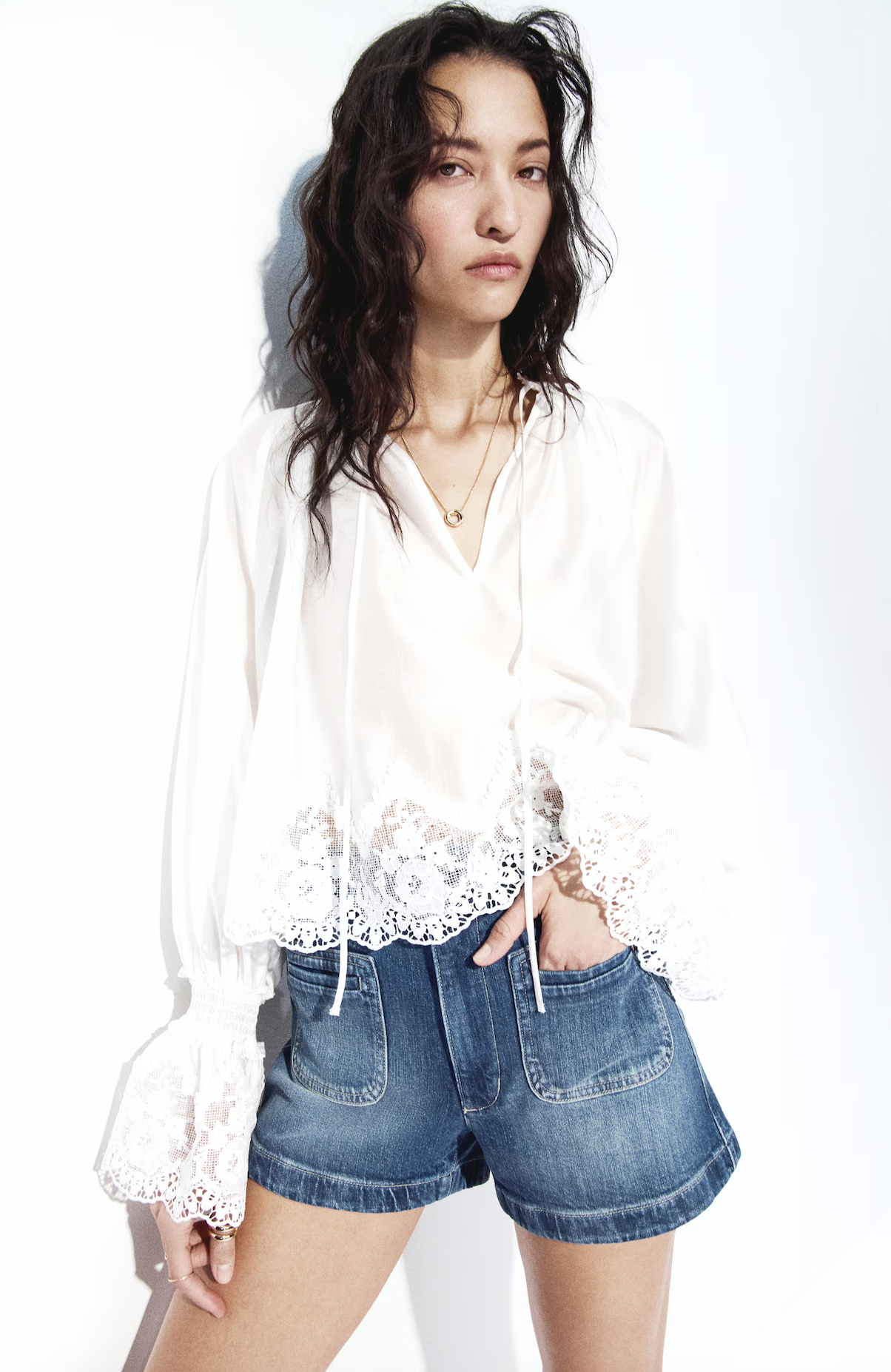hm, High Waisted Denim Shorts