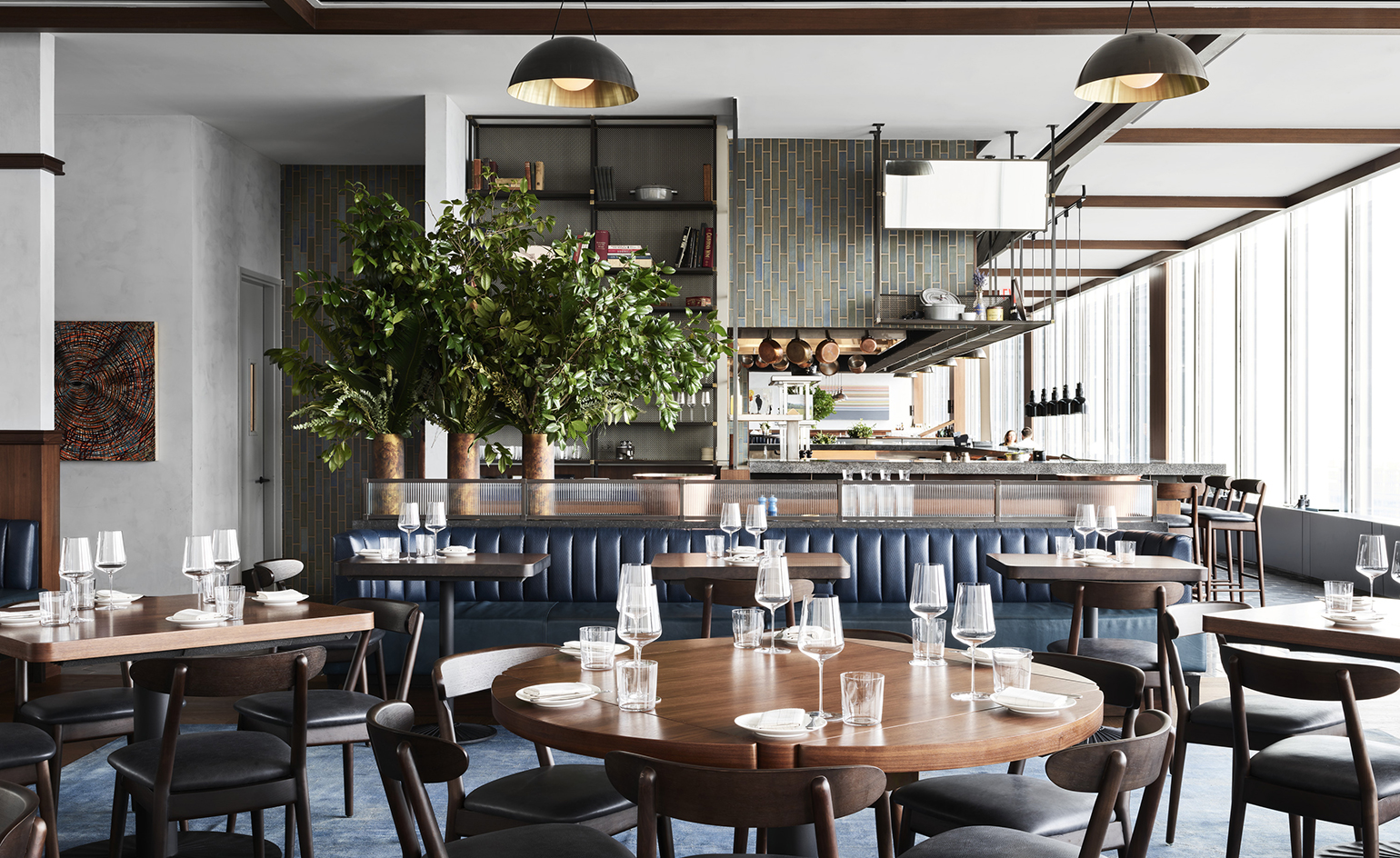 Interiors by Woods Bagot at Manhatta restaurant