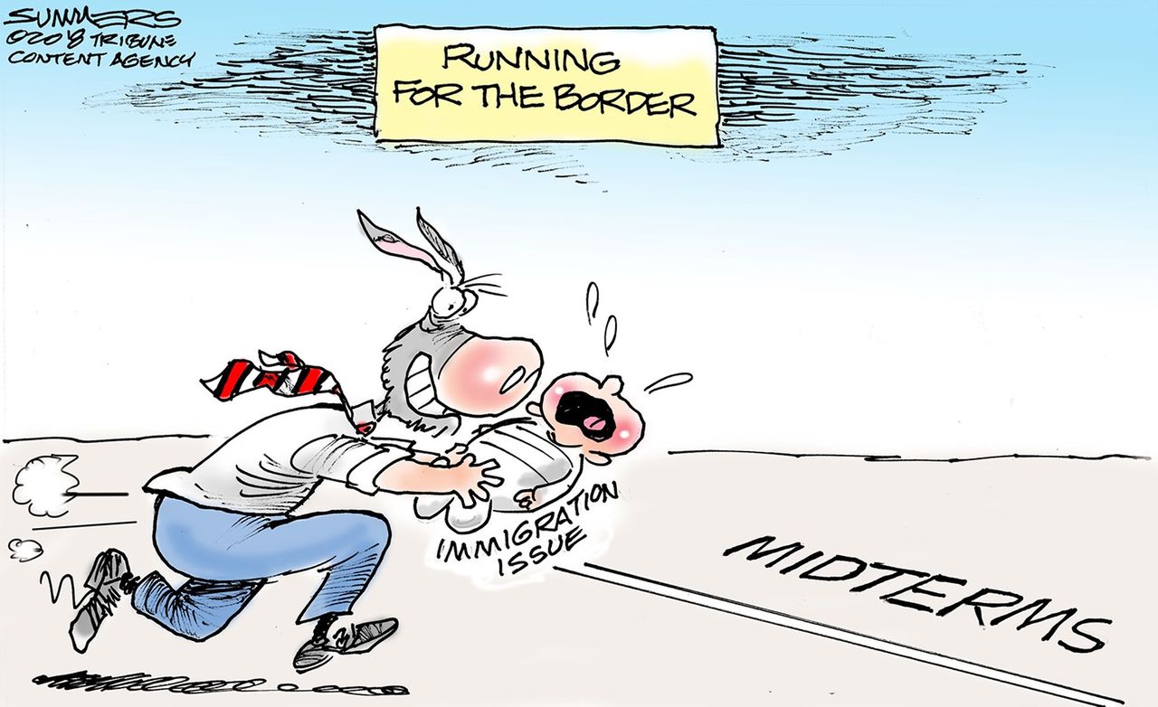 Political cartoon U.S. immigration midterms family separation Democrats politics