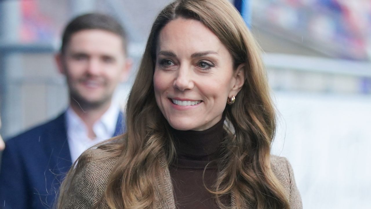 Catherine, Princess of Wales smiles during a visit to Wakefield Trinity Rugby League club on January 27, 2026