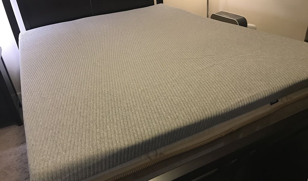 A close-up look at the Casper Comfy Mattress Topper with knit cover.