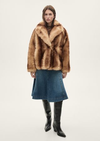 Coat With Fur-Effect Lapels - Women | Mango United Kingdom