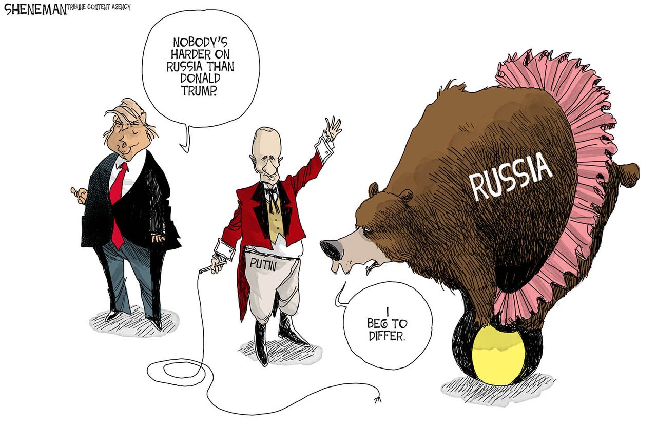 Political cartoon U.S. Trump Putin Russia