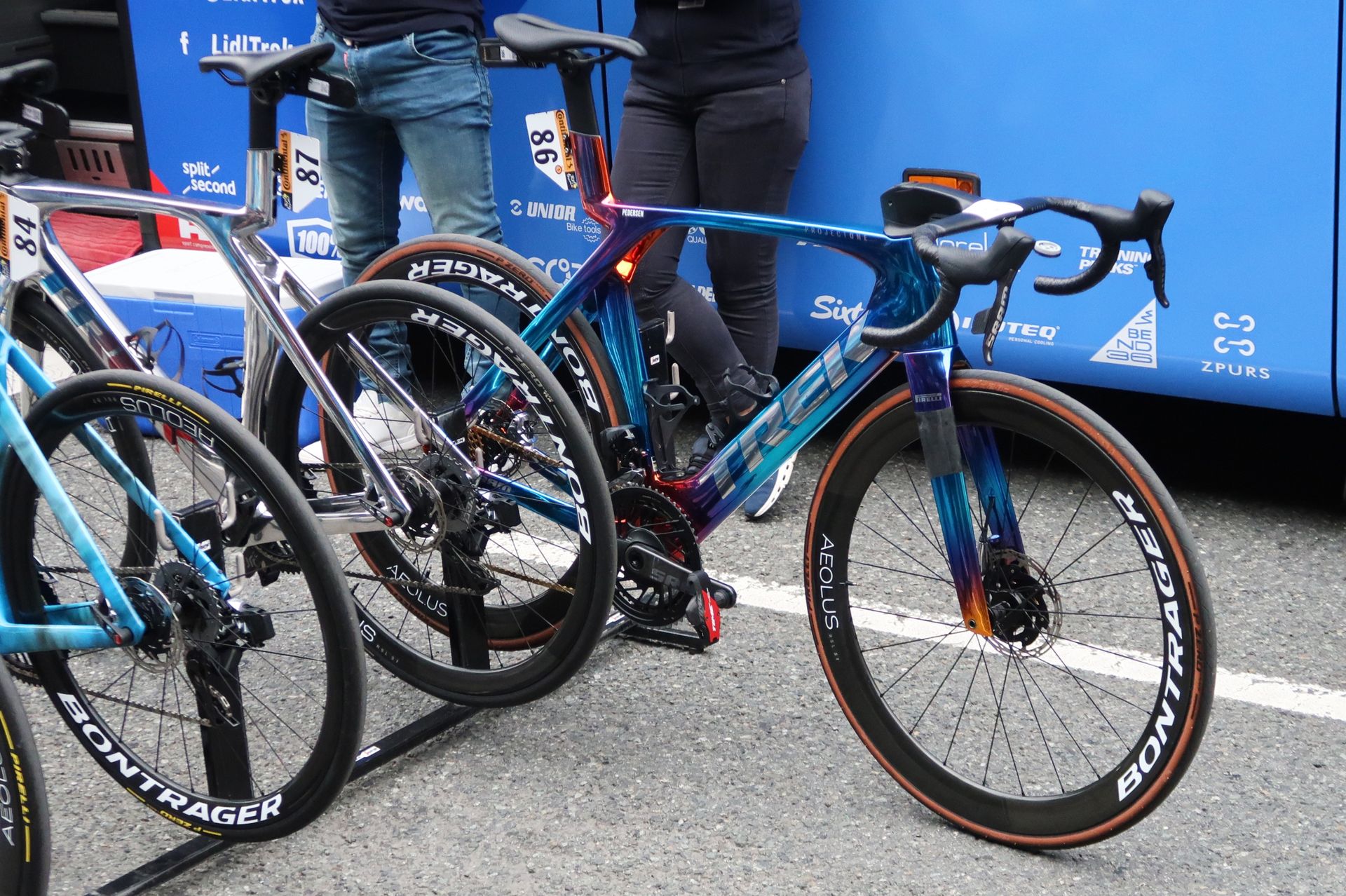 A metallic coloured Trek bike