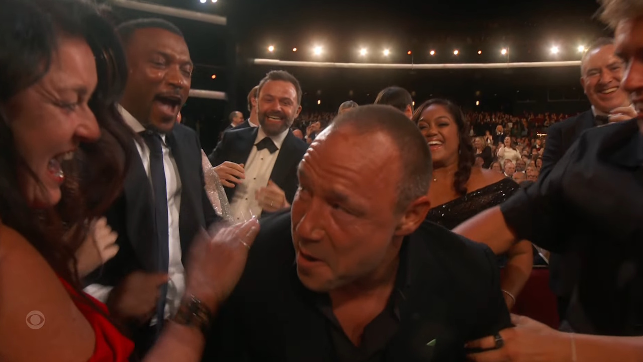 Stephen Graham reacts to winning a 2025 Emmy Award.