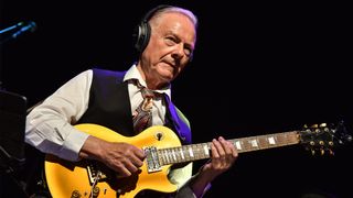 Robert Fripp performs during Toyah and Robert's Sunday Lunch concert at the O2 Shepherd's Bush Empire on October 21, 2023 in London, England.