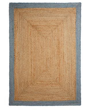 brown and blue coloured rug