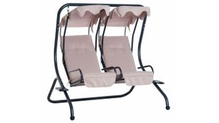 the Caroline swing seat with stand in pink