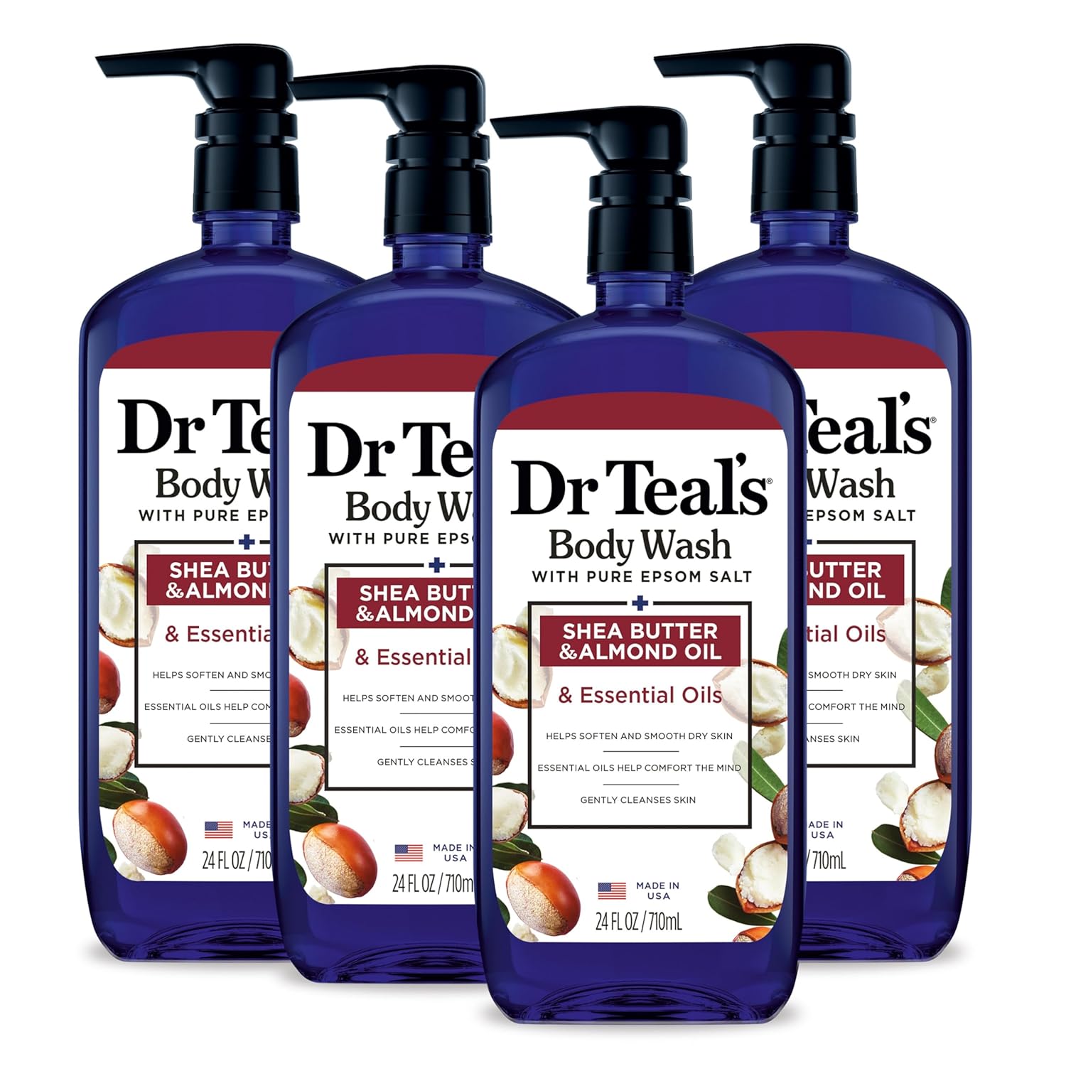 Dr Teal&#039;s Body Wash With Pure Epsom Salt, With Shea Butter &amp;amp; Almond Oil, 24 Fl Oz (pack of 4)