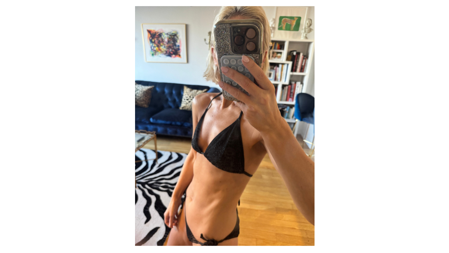 Micaela English in a black bikini