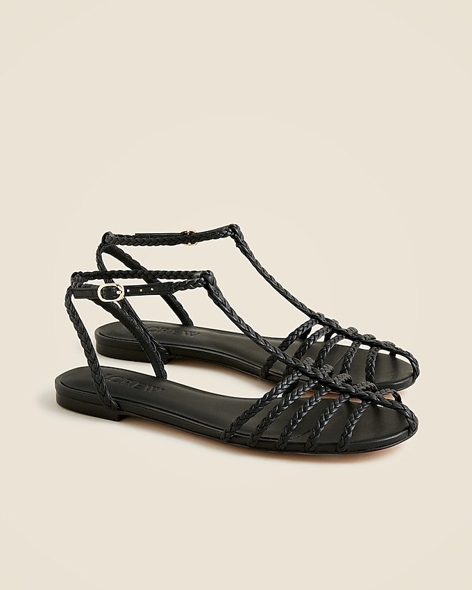Braided Cage-Toe Sandals in Leather