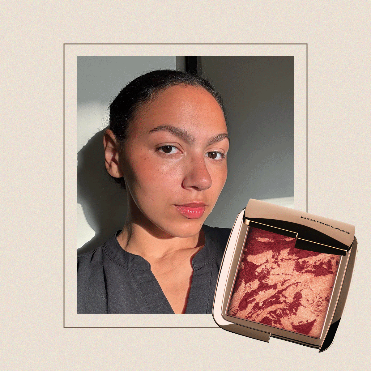 A GIF of Who What Wear beauty editors wearing blush