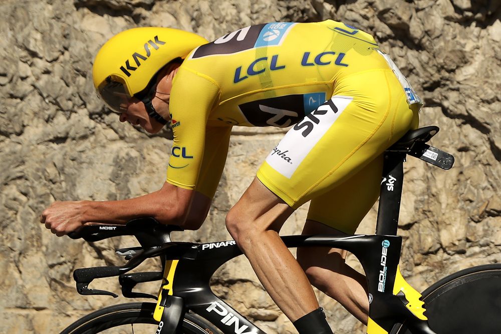 Chris Froome onhis way to second place in the stage 13 time trial at the Tour de France.