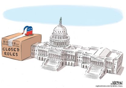 Political cartoon US Republicans GOP congress House of Representatives closed rules
